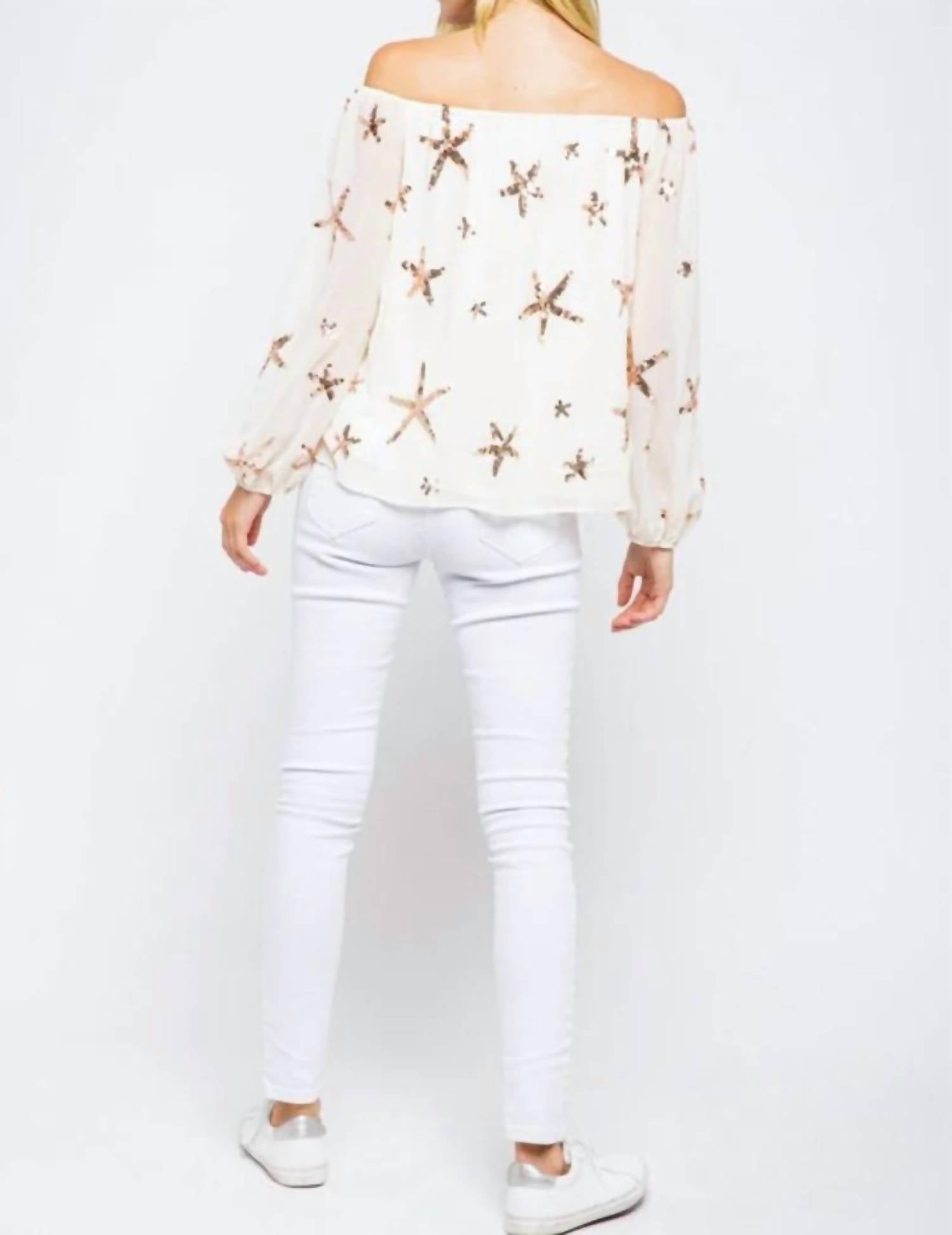 &merci Stargaze Off The Shoulder Top in ivory - women's blouse - detail view
