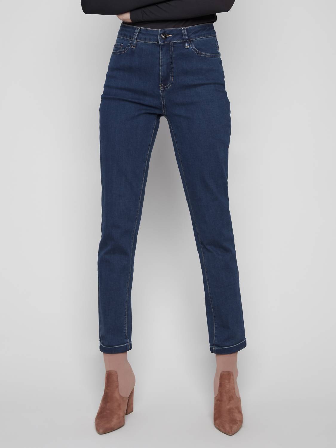 Charlie B - Cuffed Hem Slim 5-pocket Stretch Denim Jeans