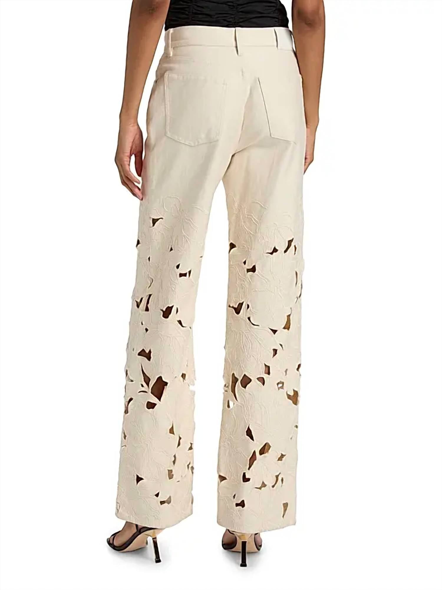 JONATHAN SIMKHAI Betty Straight Leg Jean in marshmallow - women's jeans - detail view