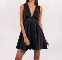 Rowan + Riot - Lace Plunge Flare Mini Dress