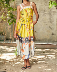 Paparazzi - Bird & Floral Printed Charmeuse Maxi Dress