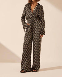 Shona Joy - Silk Contrast Relaxed Pant