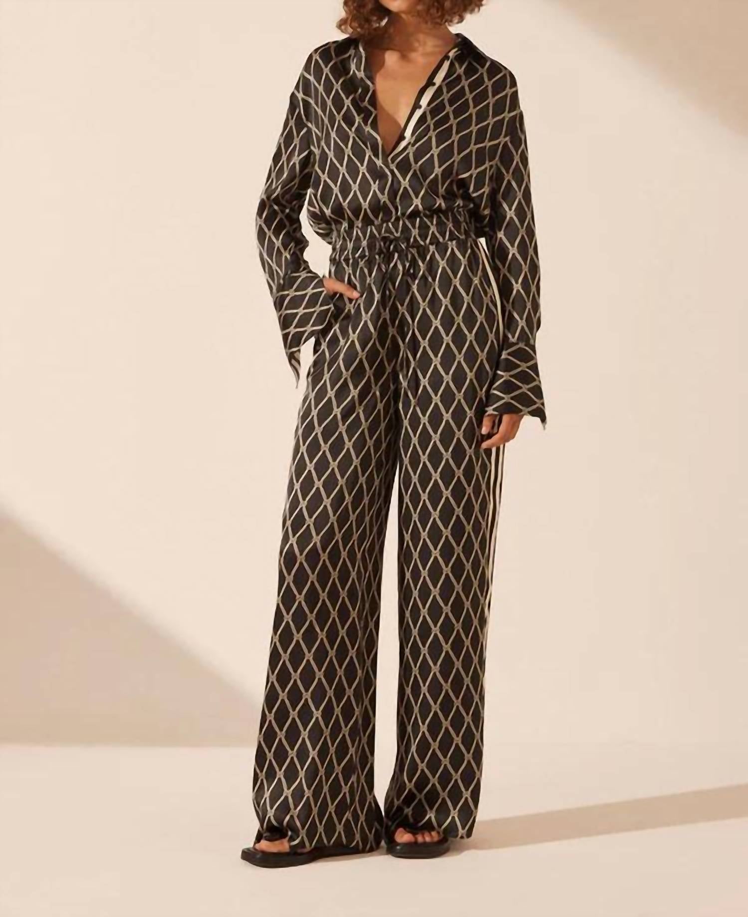 Shona Joy - Silk Contrast Relaxed Pant