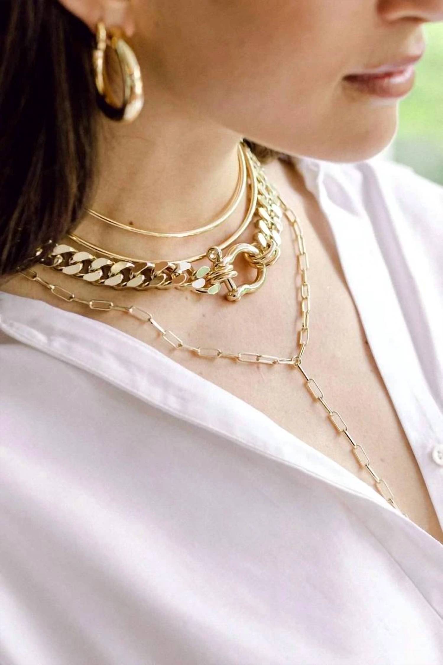 eklexic Women's Medium Link Lariat Necklace in silver - women's jewelry - alternate view