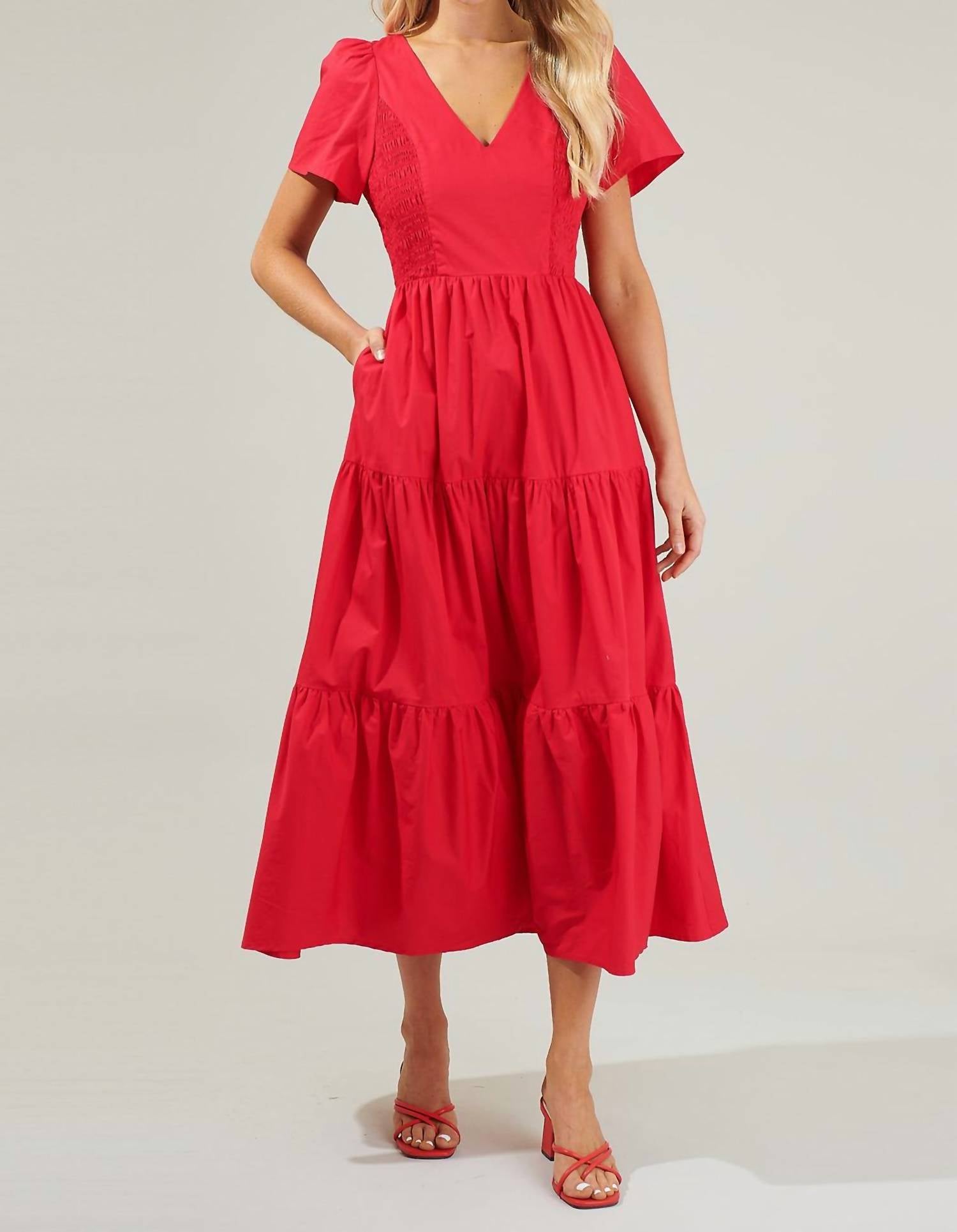 Sugarlips - Alexis Poplin Tiered Midi Dress