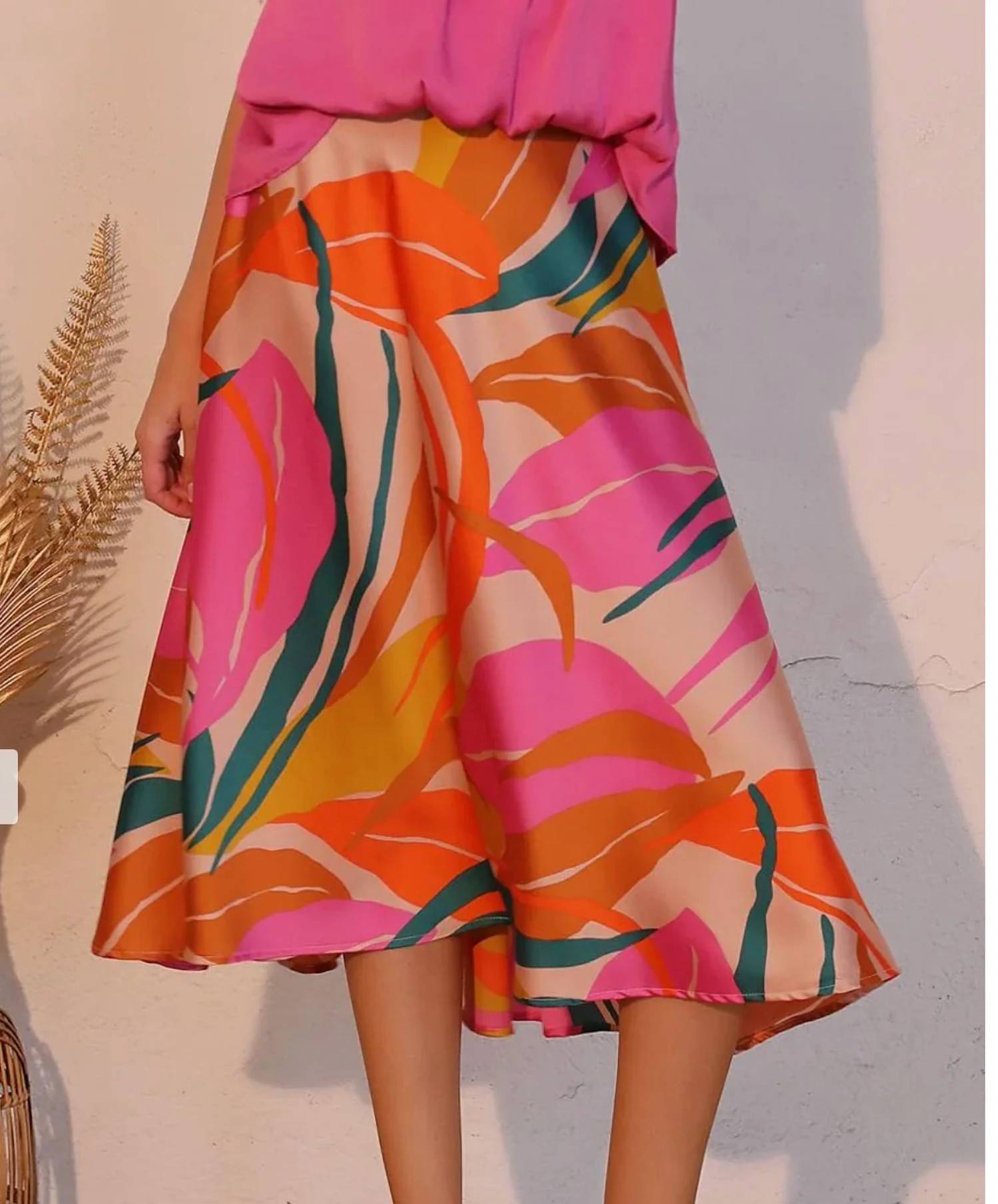 Kld. Signature - Satin Printed Swing Midi Skirt