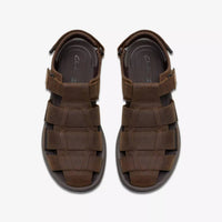 Clarks Men's Saltway Cove Sandals in dark brown leather - men's sandal - detail view