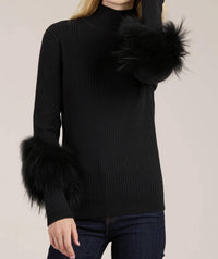 Tyler Boe - Cosette Cotton Cashmere Mock Neck Faux Fur Sweater