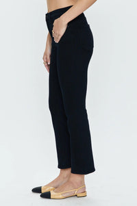 PISTOLA Lennon High Rise Crop Bootcut Jeans in dark vinyl - women's jeans - detail view