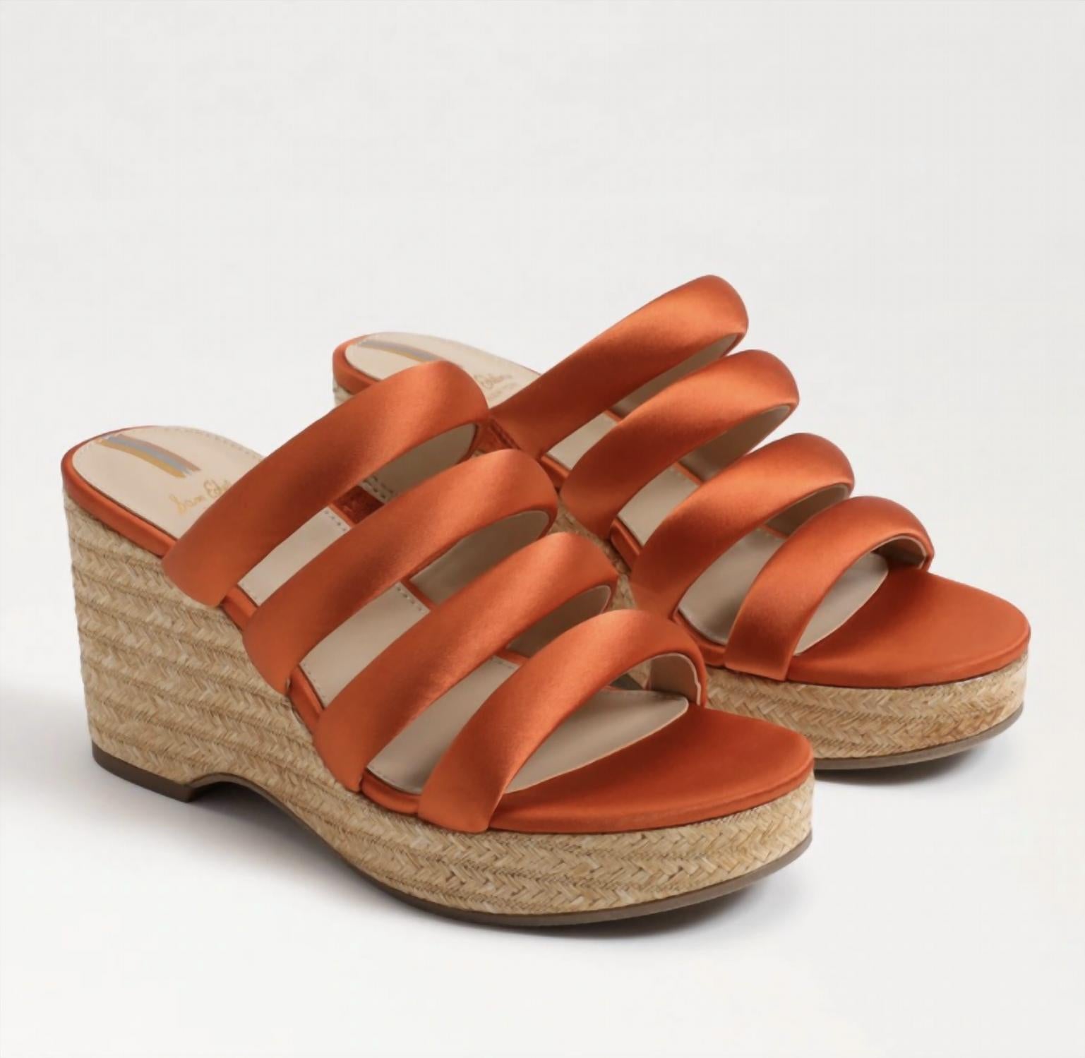 Sam Edelman Women's Yuki Wedges in orange satin - women's shoe