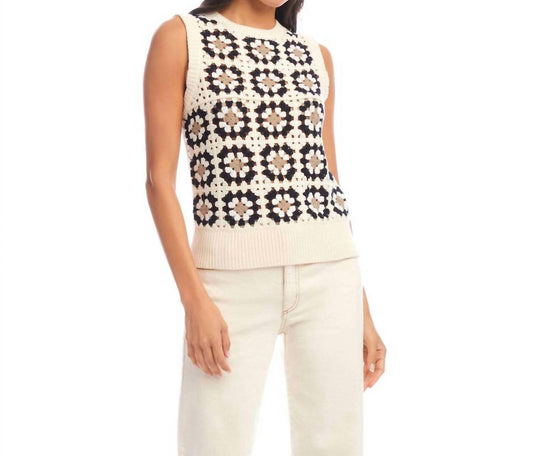 Karen Kane - Patchwork Crochet Sweater Tank Top
