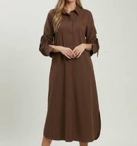 Umgee - Collared Long Sleeve Midi Dress