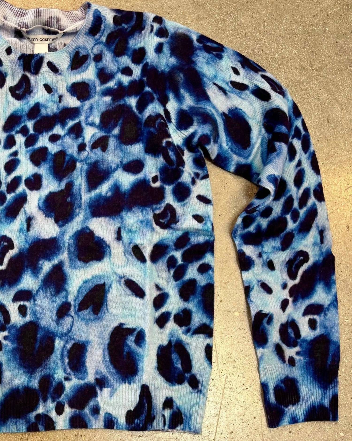 Autumn Cashmere - Women's Watercolor Print Cheetah Crewneck Sweater