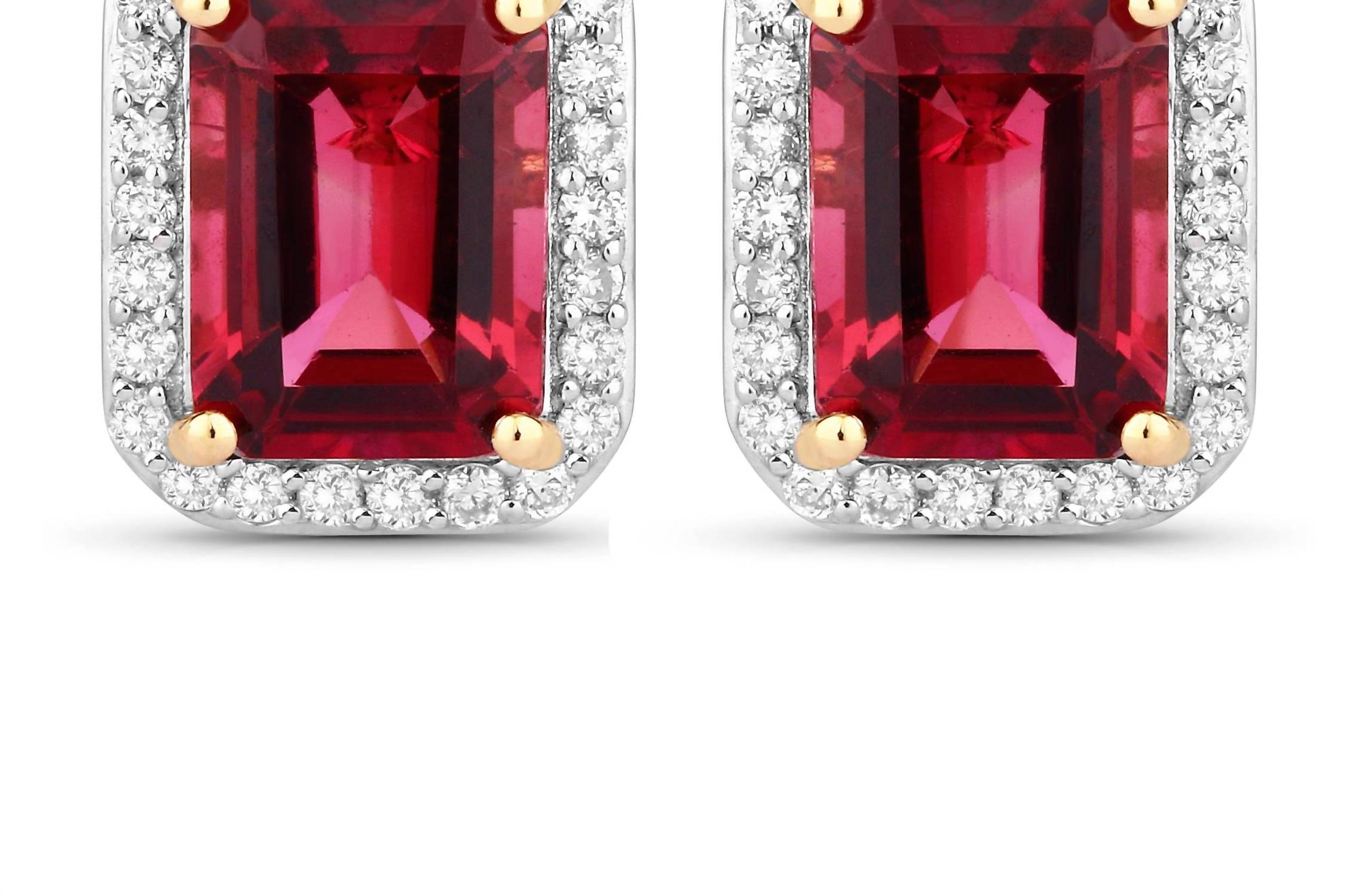 Diana M Jewels Women's Octagon Natural Rubellite Stud Earrings (3.08 Ct) - Signature Plus in 14k yellow gold - women's jewelry