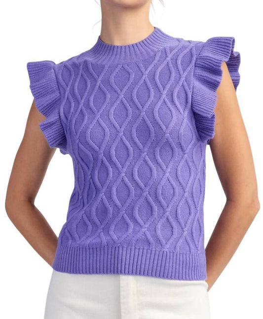 Ee:Some - Ruffle Sleeve Textured Sleeve Sweater Top