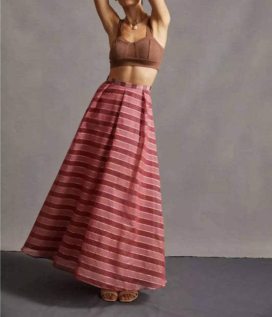 Eva Franco - Golden Cranberry Stripes Maxi Skirt