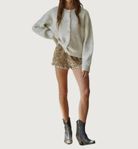 By Together Sequin Micro Short in champagne - women's shorts - alternate view