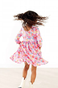 Mila & Rose - Fluttering Garden Three Quarter Sleeve Pocket Twirl Dress