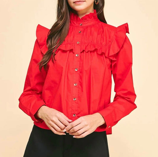 Pinch - Button Down Ruffle Blouse