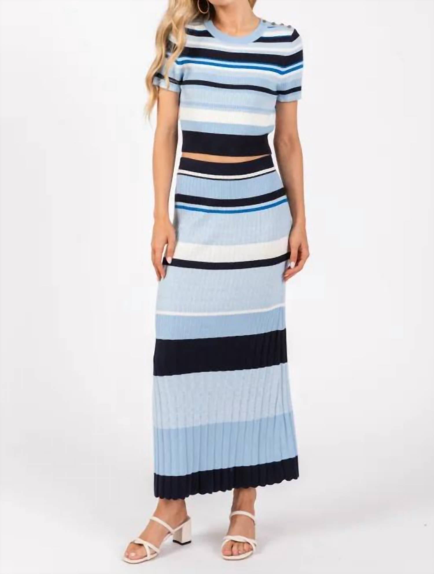 Lalavon - Women's Sweater Top And Skirt Set