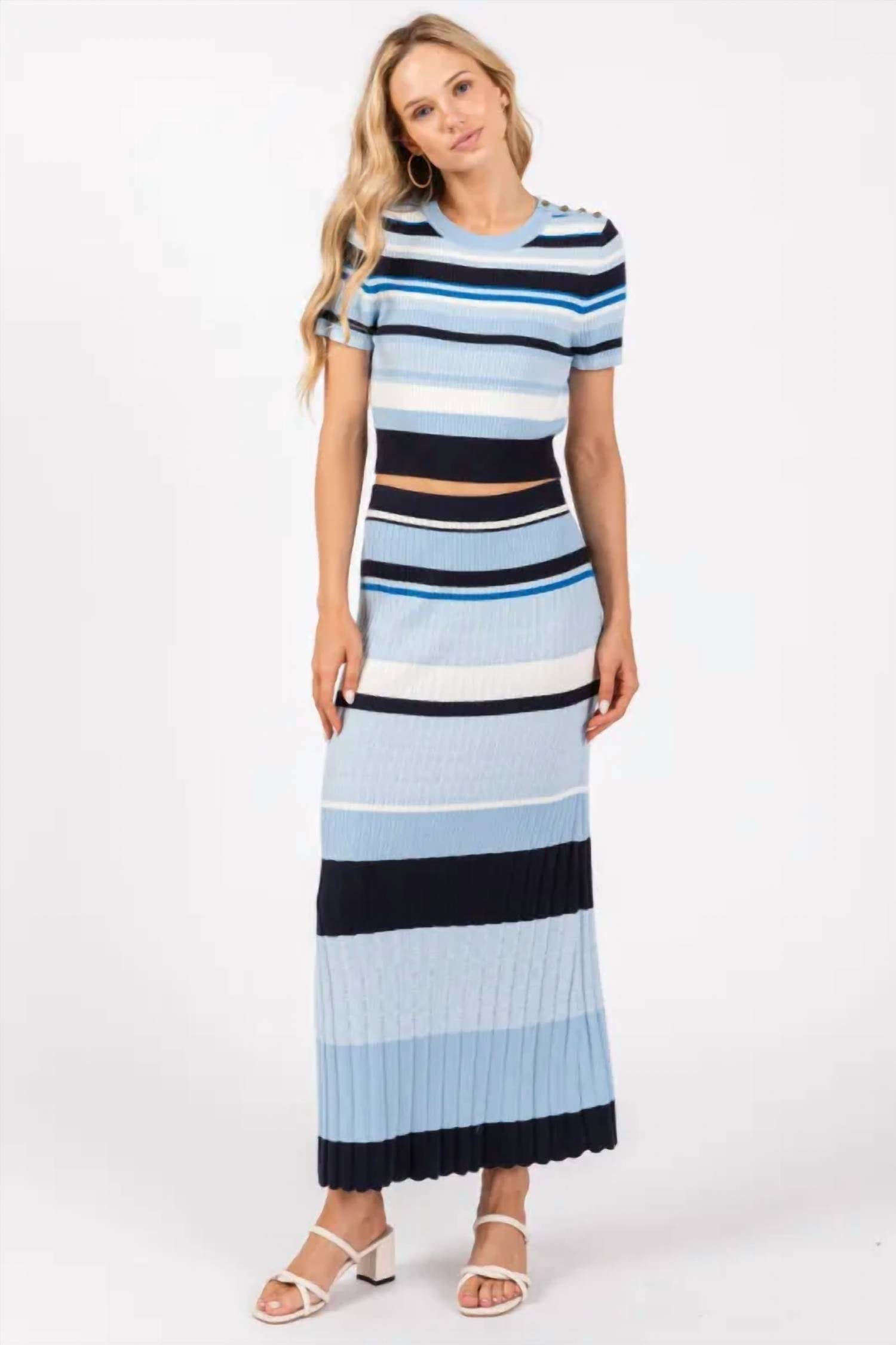 Lalavon - Women's Sweater Top And Skirt Set