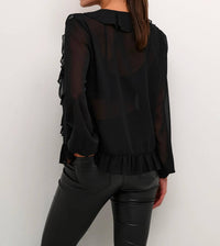 Kaffe - Kaninna V-neck Ruffles Chiffon Blouse