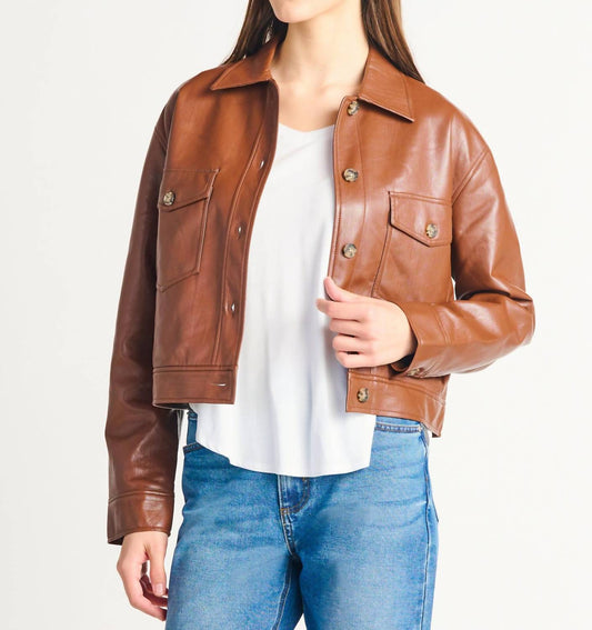 Dex - BUTTON FRONT FAUX LEATHER JACKET