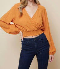 OVERLAP WITH SMOCKING LINEN TOP