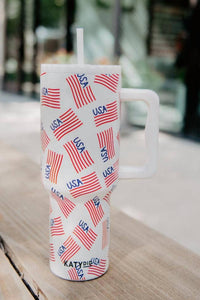 Katydid - Patriotic Usa Flags Printed Stainless Steel Tumbler - 38oz
