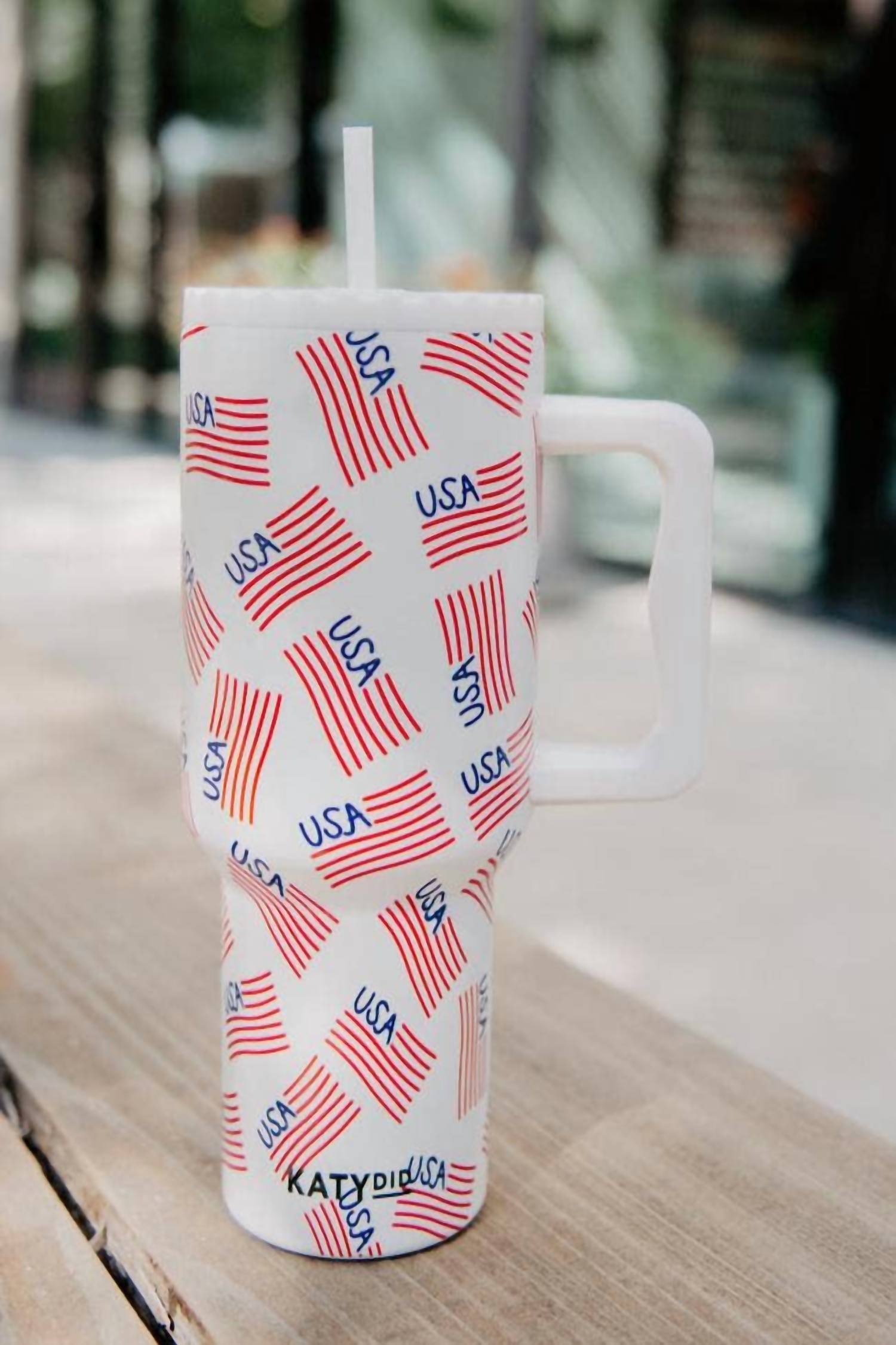 Katydid - Patriotic Usa Flags Printed Stainless Steel Tumbler - 38oz