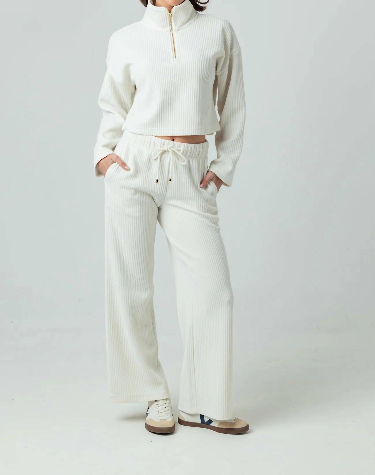 sundays Edie Plush Rib Pants in coconut milk - women's pants