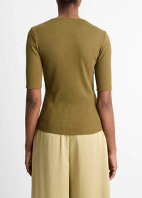 Vince - Ribbed Cotton Elbow-sleeve T-shirt