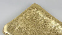 Zina Kao Women's Leather Eyeglass Zip Pouch in gold - women's bag - detail view