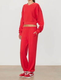 Eterne Boyfriend Pocket Sweatpants in scarlet - women's pants - detail view