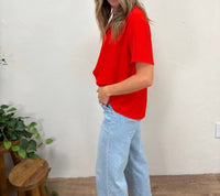 entro V-neck Shirt in red - women's t-shirt - detail view