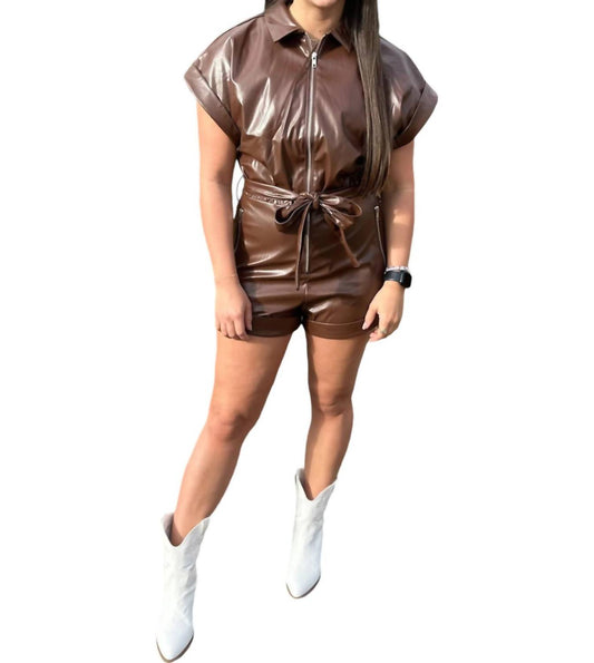 Day + Moon - Faux Leather Romper