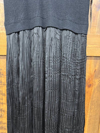 Tribal Femme - Women's Sleeveless Sweater Knit Top With Silk Pleated Skirt Maxi Dress