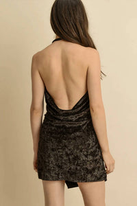 Dress Forum - Glitter Velvet Halter Mini Dress