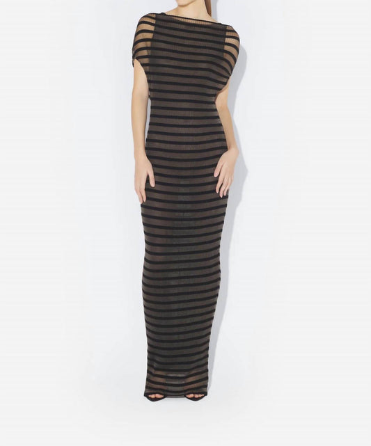 Jean Paul Gaultier - Nylon Long Dress With Viscose Mariniere Stripes