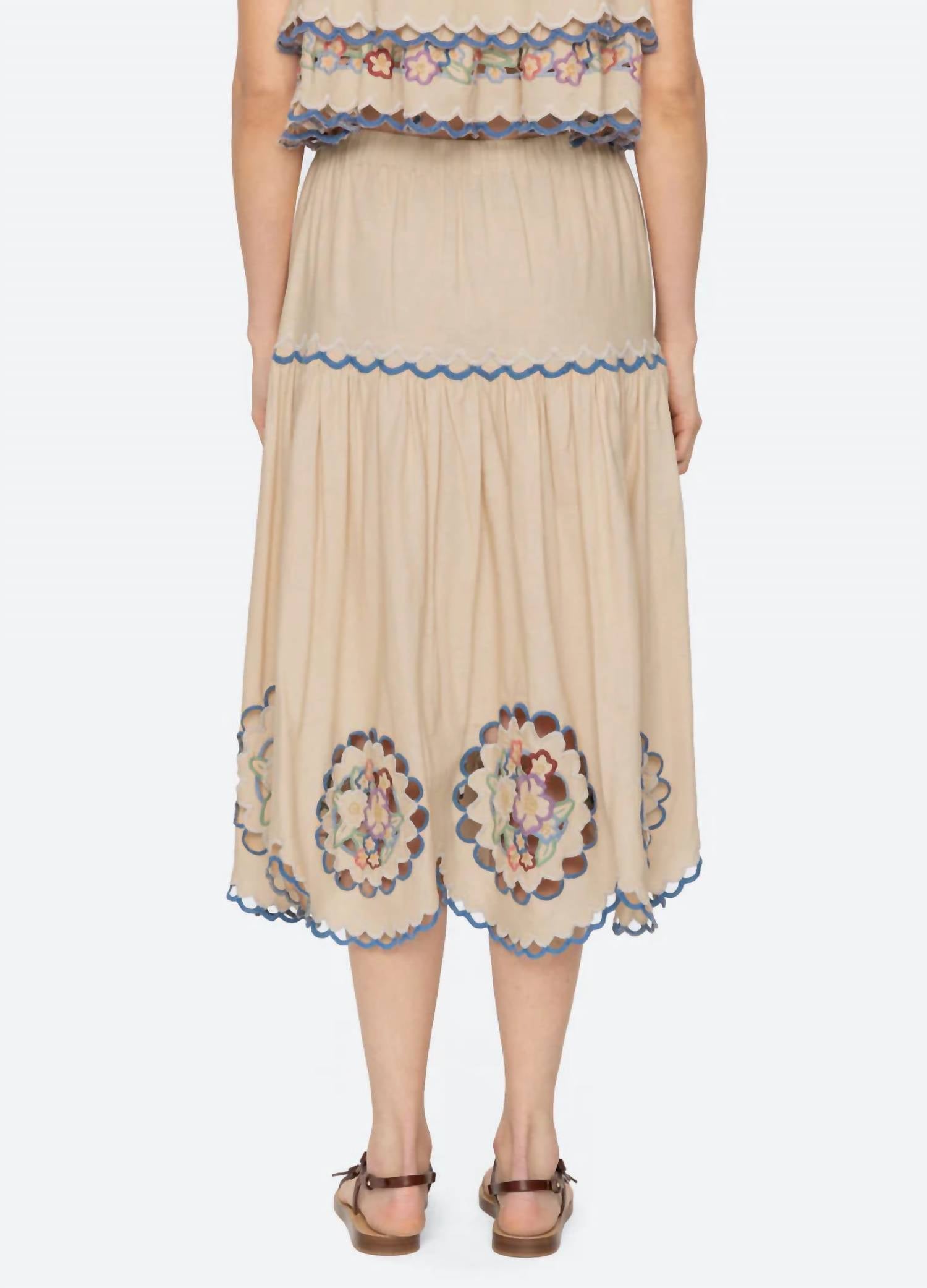 Sea - Melinda Floral Embroidery Skirt