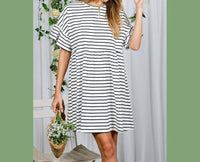 Vine & Love - Striped Babydoll Mini Dress