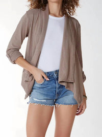 bobi Draped Front Blazer in hazelnut - women's jacket