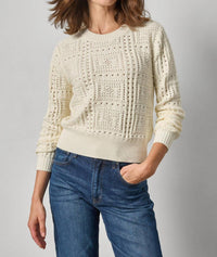 Lilla P - Patchwork Stitch Crewneck Sweater Top