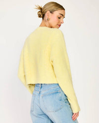 line and dot Buttercup Cardigan Top in light yellow - women's sweater - alternate view