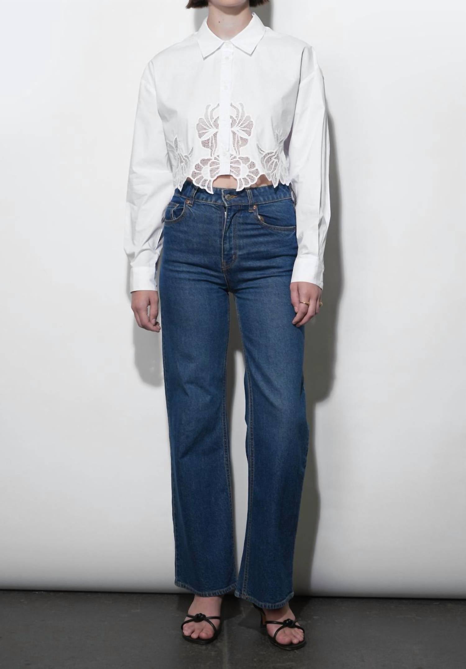 Greylin - Finley Embroidered Hem Button Up Shirt