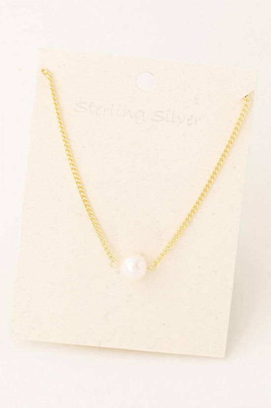 Fame Accessories - Women's Chain Link Pearl Necklace