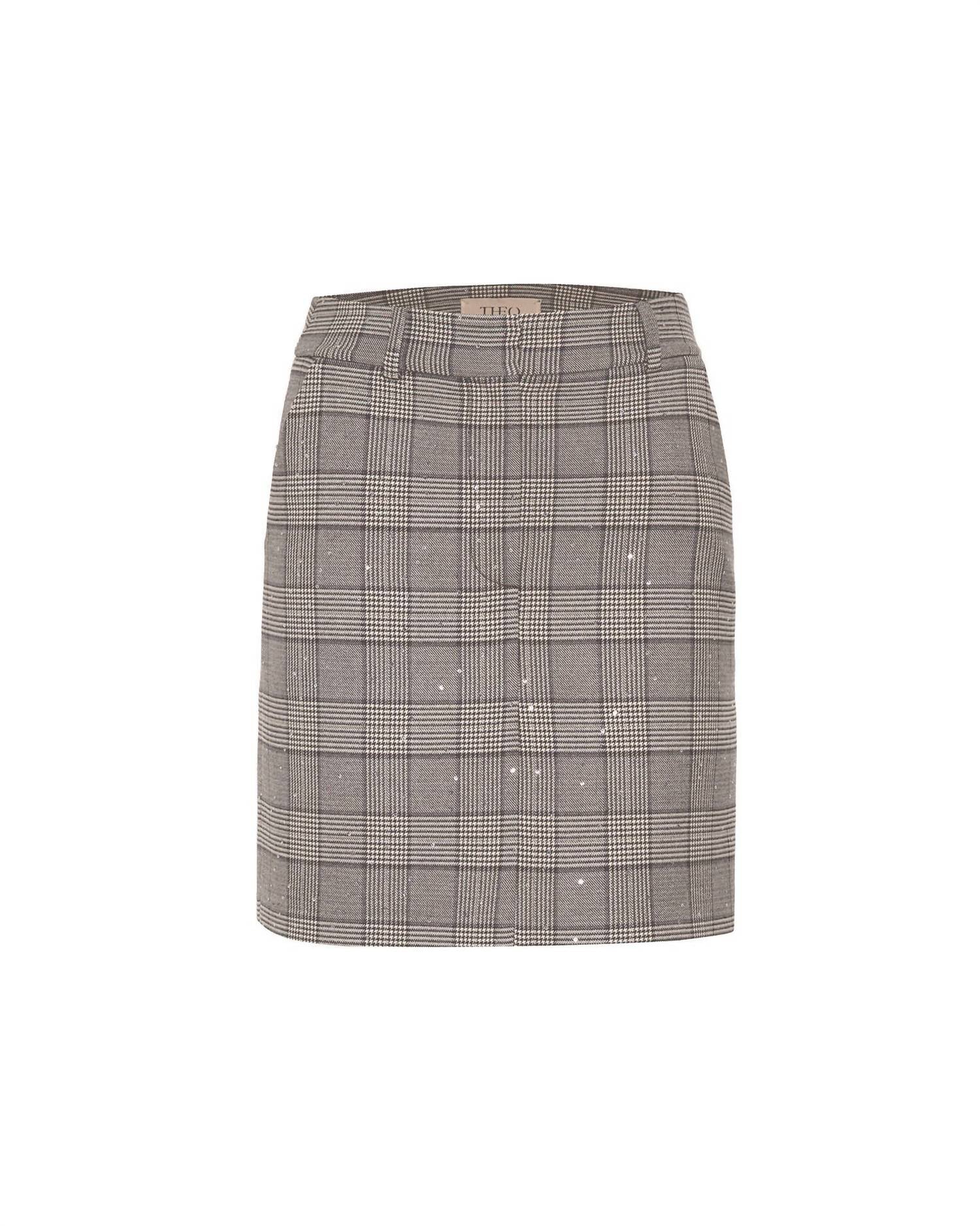 Theo The Label - Women's Eudora Sequined Prince Of Wales Mini Skirt