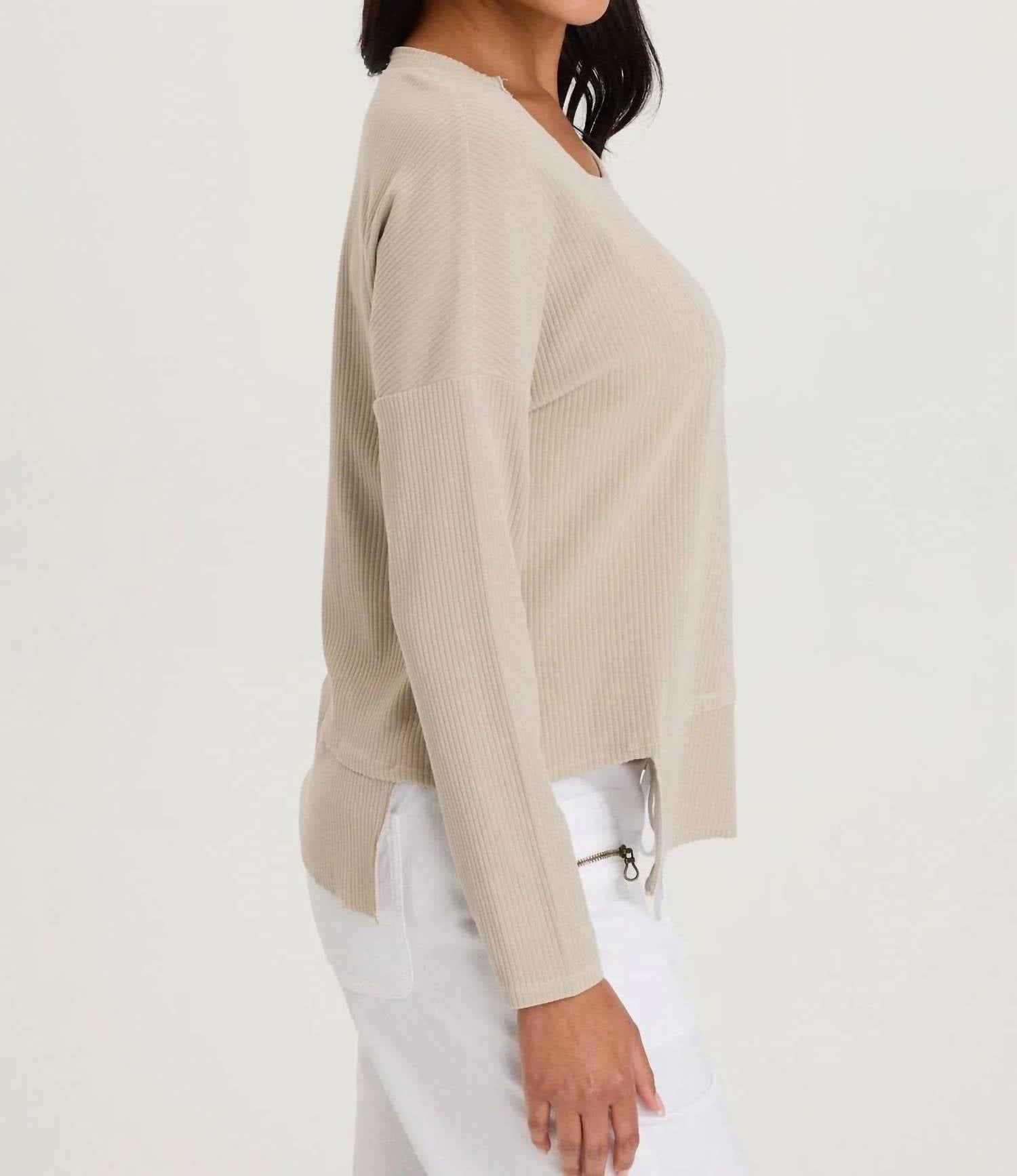 Xcvi - Asymmetrical Ribbed Knit Long Sleeve Tee