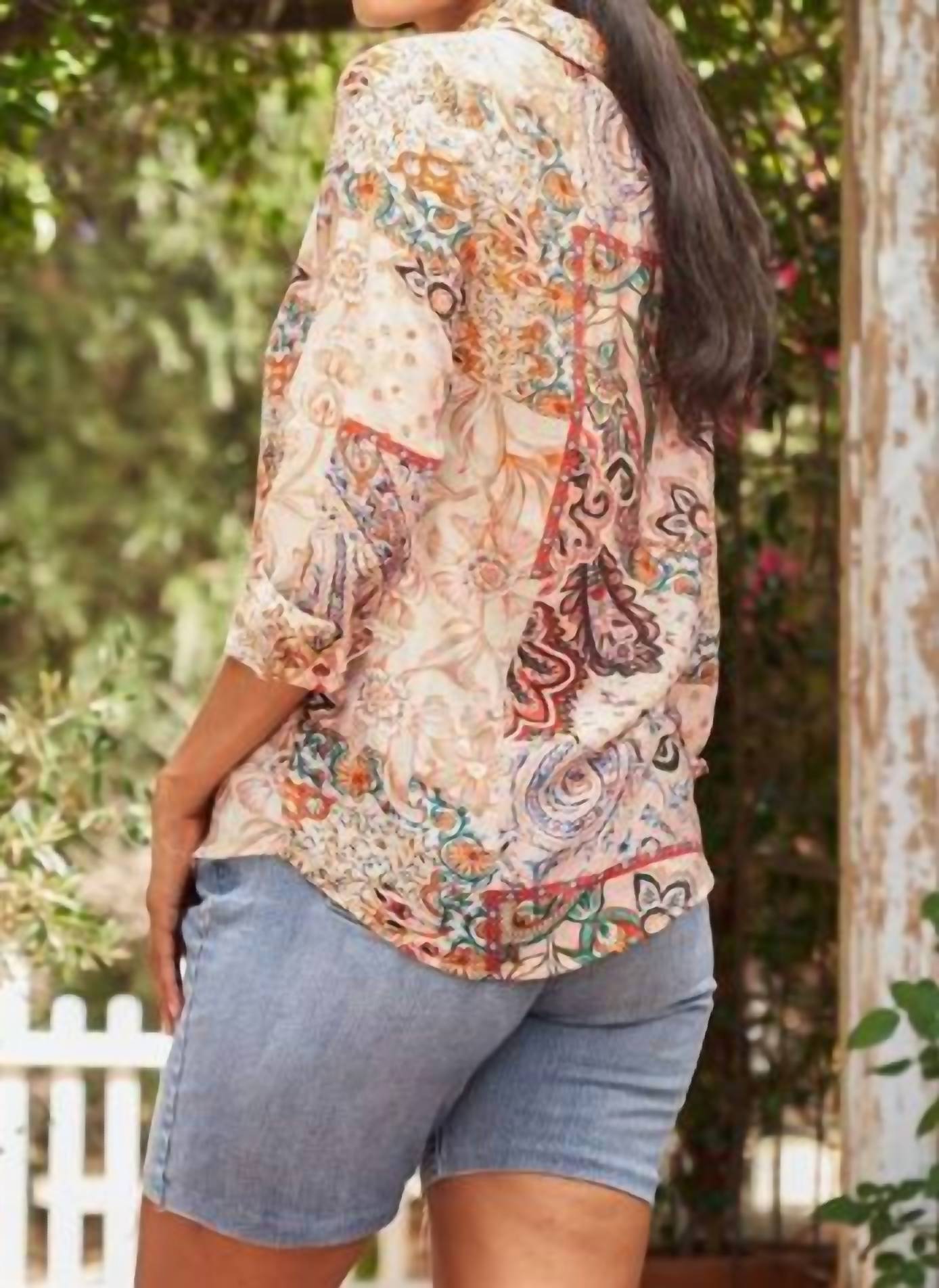 Paparazzi - Voile Print Button Front Shirt