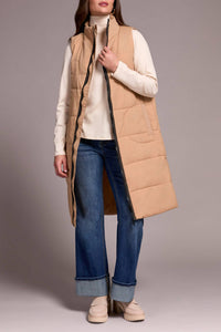 TRIBAL Denver Long Quilted Vest in cream - women's jacket